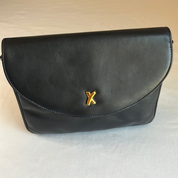 Paloma Picasso Handbags - Paloma Picasso navy blue leather fold over clutch